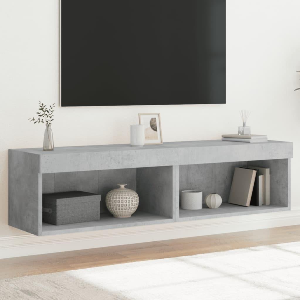 Credenza Con Luci LED VidaXL | Grigio Cemento 60,5x37x100 Cm | Legno Multistrato | USB Alimentato - Foto 7