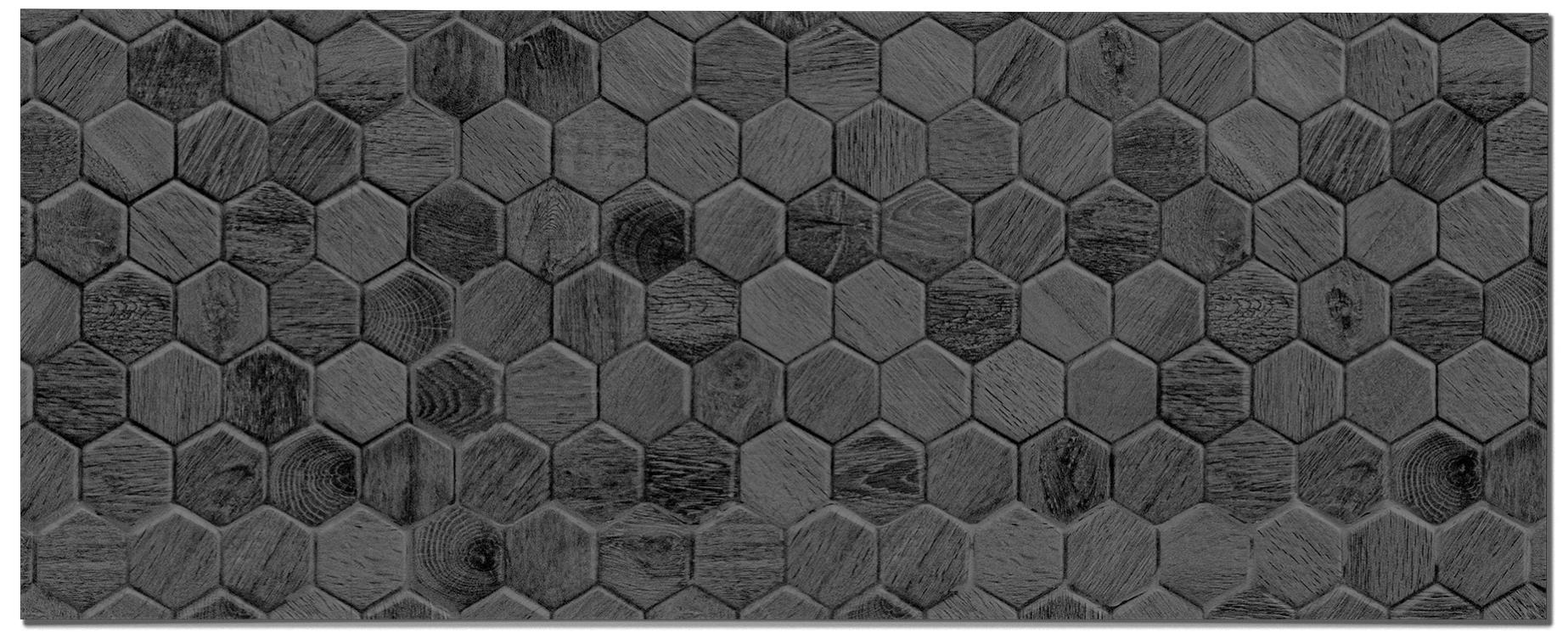 Crédence Adhésive Cuisine Carrelage Hexagonal Noir 60x300 cm - Crédence
