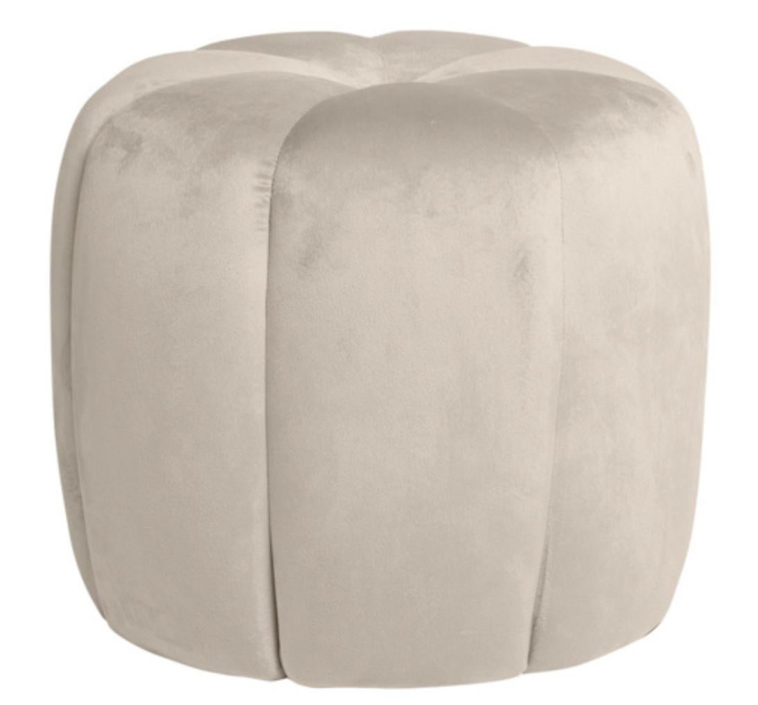Puf Rond Beige Pouf rond en velours Barko-Couleur Beige clair | Leroy Merlin