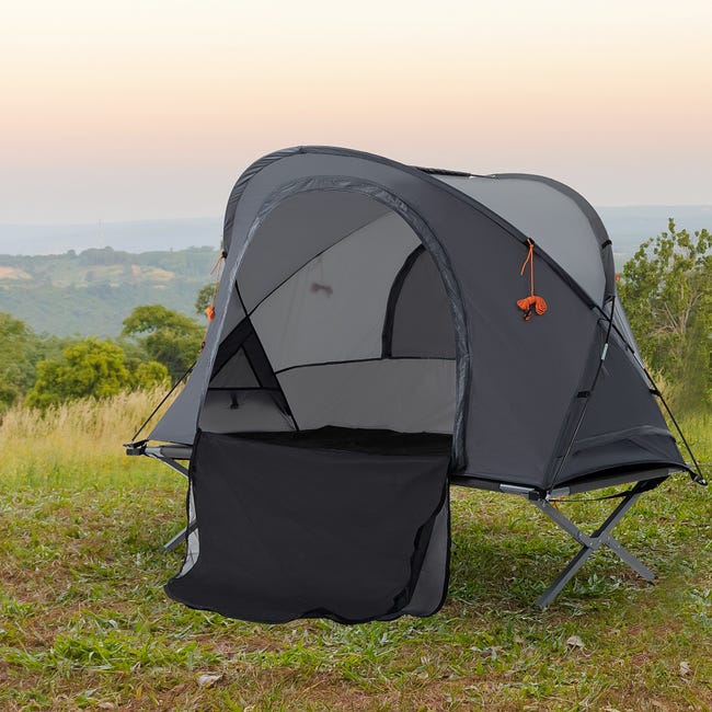 Cama de camping Outsunny gris 210x86x42 cm aluminio hierro tela  oxford_A20-152