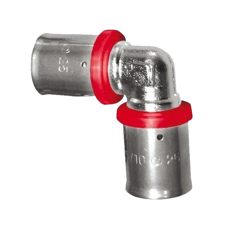 Codo para Tubo multicapa 25 mm, uso con maquina prensadora, gris