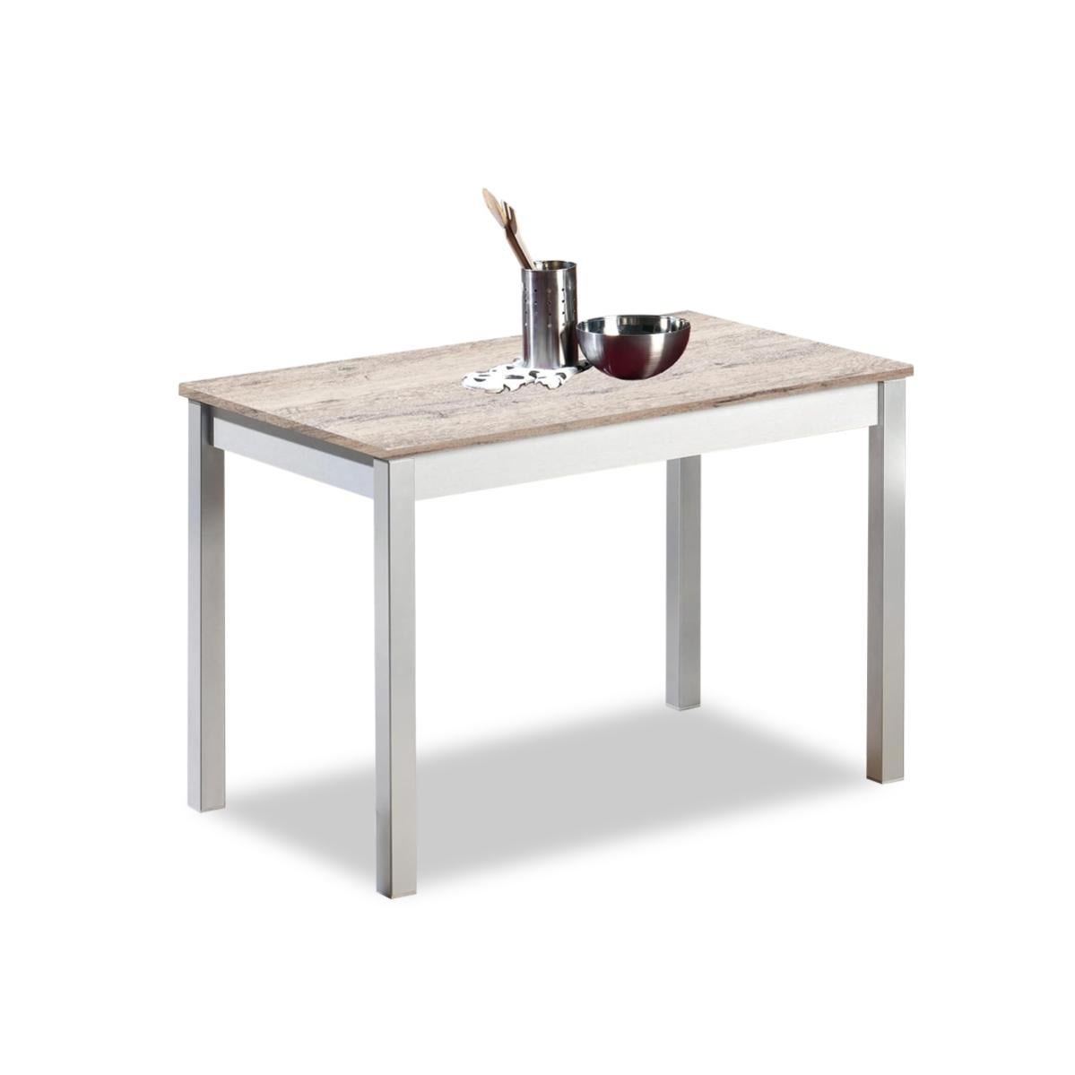 Mesa de cocina fija - 90x50 cm - estructura color aluminio - tapa laminada color amundsen