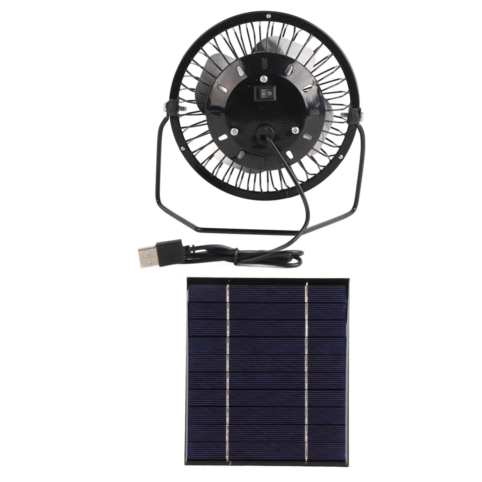 Cawevon Ventilatore Solare Portatile 10000mAh Con Pannello Da 10W E Luce LED - 4 Velocità E Timer - Per Campeggio, Esterno, Emergenze - 2