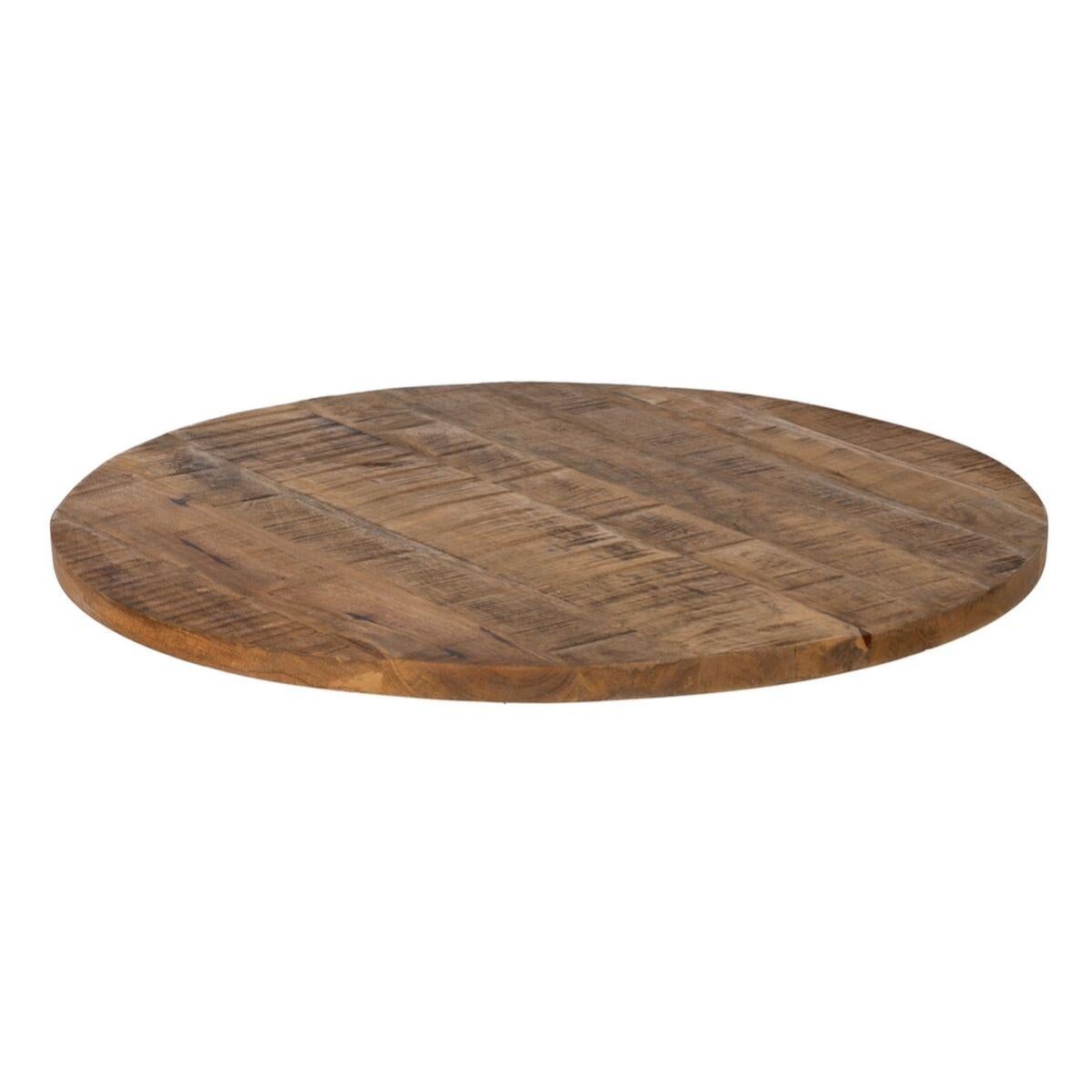 Plateau de table Rond Beige Bois de manguier 80 x 80 x 3 cm | Leroy Merlin