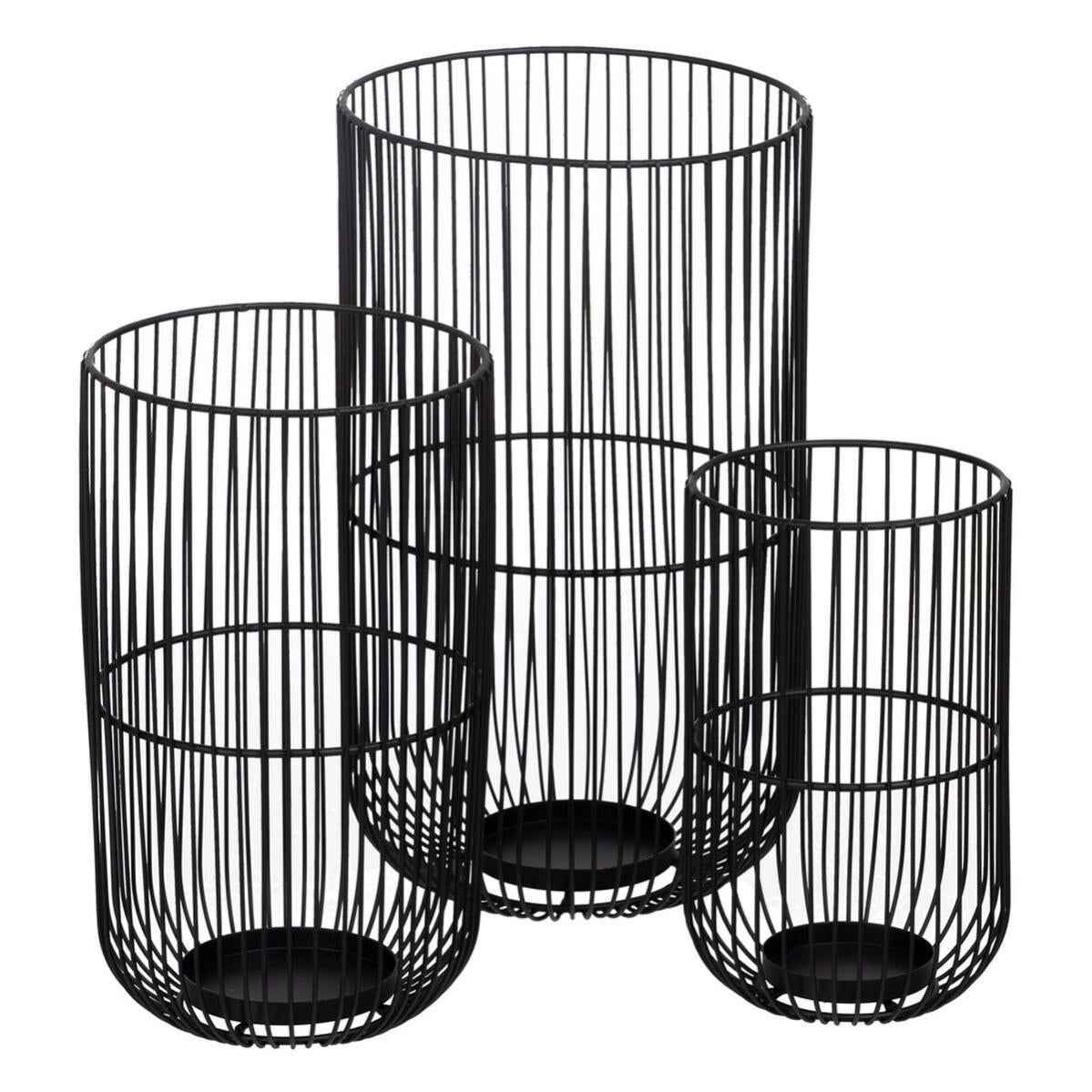Point-Virgule Wire bougeoir noir ø 17cm H 22.5cm - La Cabane d'Elsandre