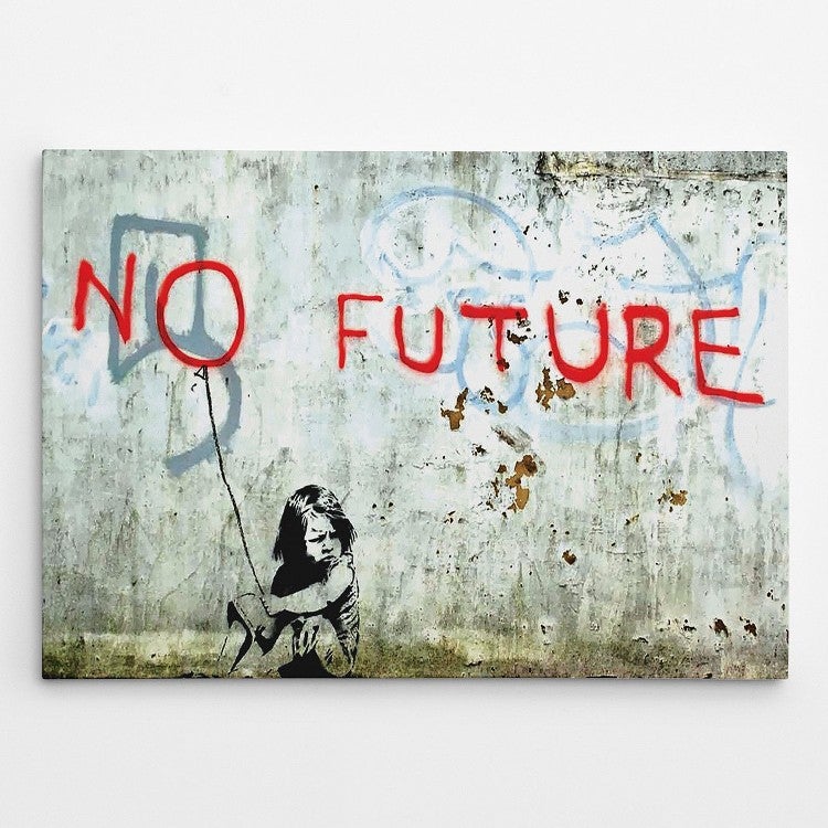 Impression sur Toile Banksy No Future, Polyester, Rouge, EPIKASA ...