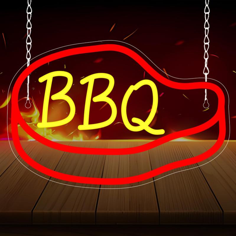BBQ néon LED néon forme de signe lumineux yellow rouge USB pour la ...