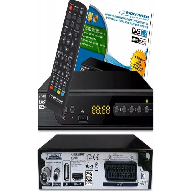 Receptor TDT HD Klack RICD1218 Sintonizador DVB-T2, USB, HDMI