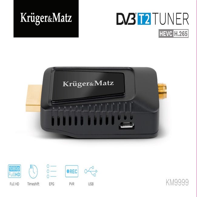 Receptor TDT Klack RICD1230 Sintonizador DVB-T2, USB GRABADOR