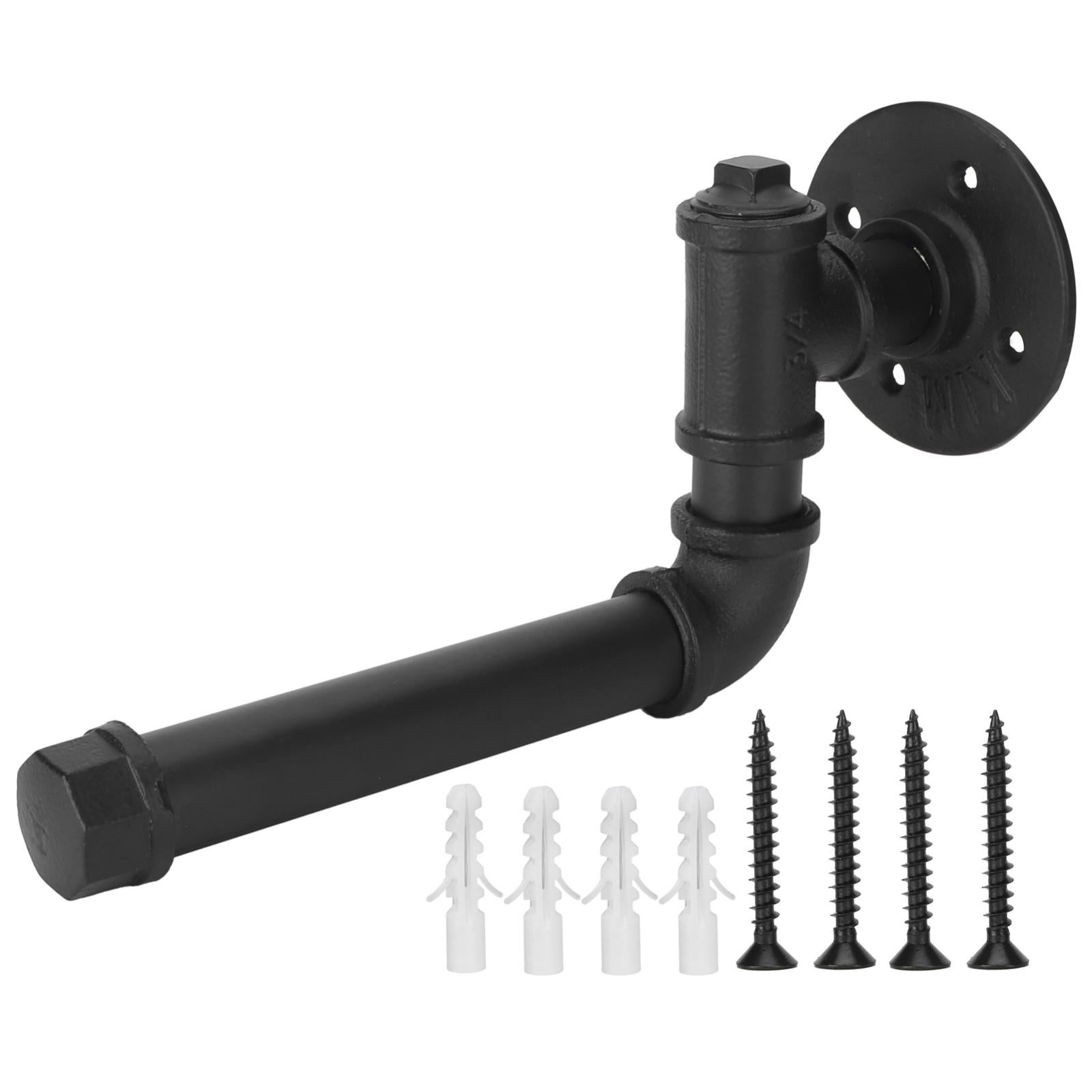 Meuble Salle Bain Bambou Porte-serviettes Verona Noir 51x156cm - 4 Barres + Tablette Bambou - Pour Radiateur Porte Serviette Noir