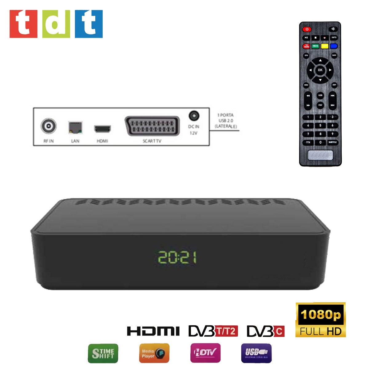 Receptor TDT Klack RICD1230 Sintonizador DVB-T2, USB GRABADOR, HDMI,  EUROCONECTOR