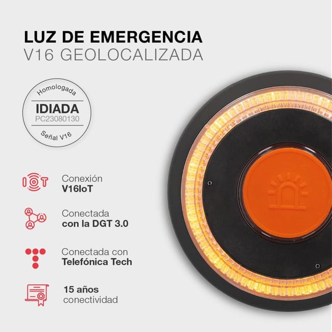 Luz Emergencia Coche con Geolocalizacion Homologado DGT PMK GRUPO Baliza V16 Conectada Datos incluidos hasta 2038 Luz averia con GPS 6 Unidades Leroy Merlin