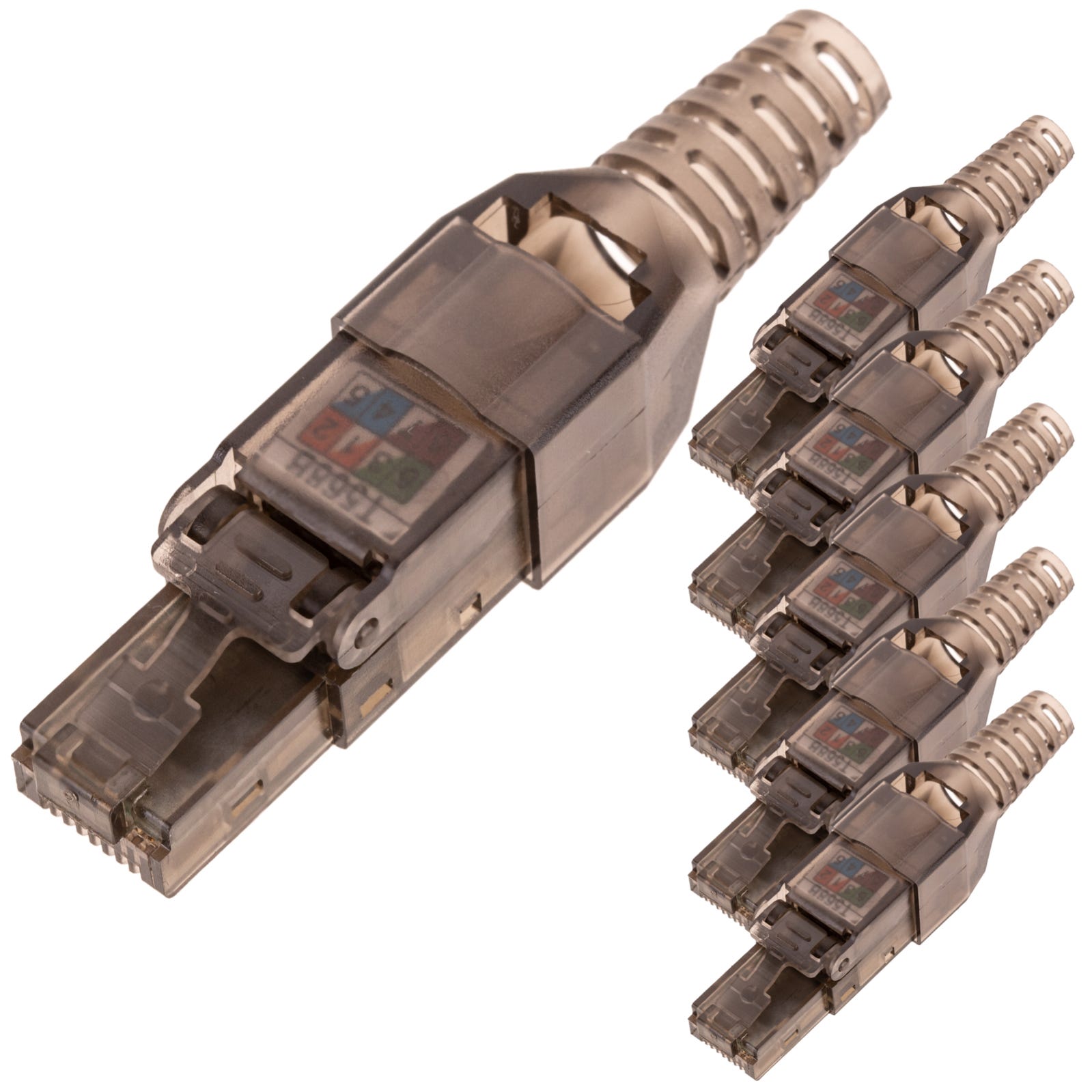 Conector UTP Cat.6 RJ45 macho crimpado automático pack 6 unidades ...