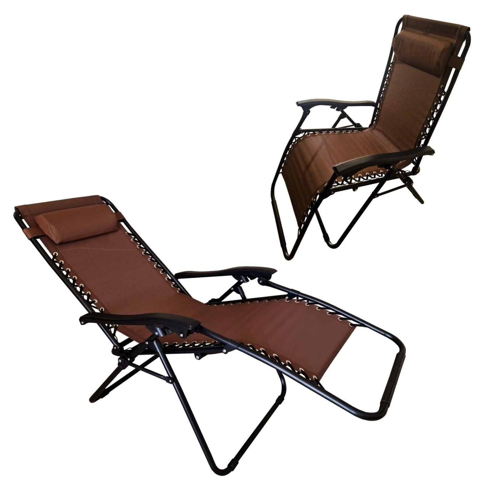 SHATCHI Sedia Gravity A Zero Pressione - Reclinabile 170°, Con Portabicchieri E Poggiatesta, Per Esterni, Giardino, Campeggio - Portata 150kg