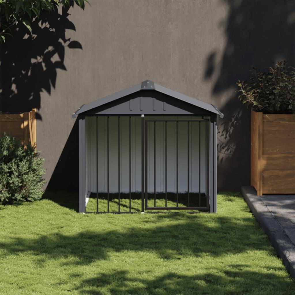 VidaXL Box Per Cani Recinto Da Esterno 28 Pannelli - Nero, 100x50 Cm, In Acciaio Verniciato A Polvere Con Copertura Impermeabile UV - 2
