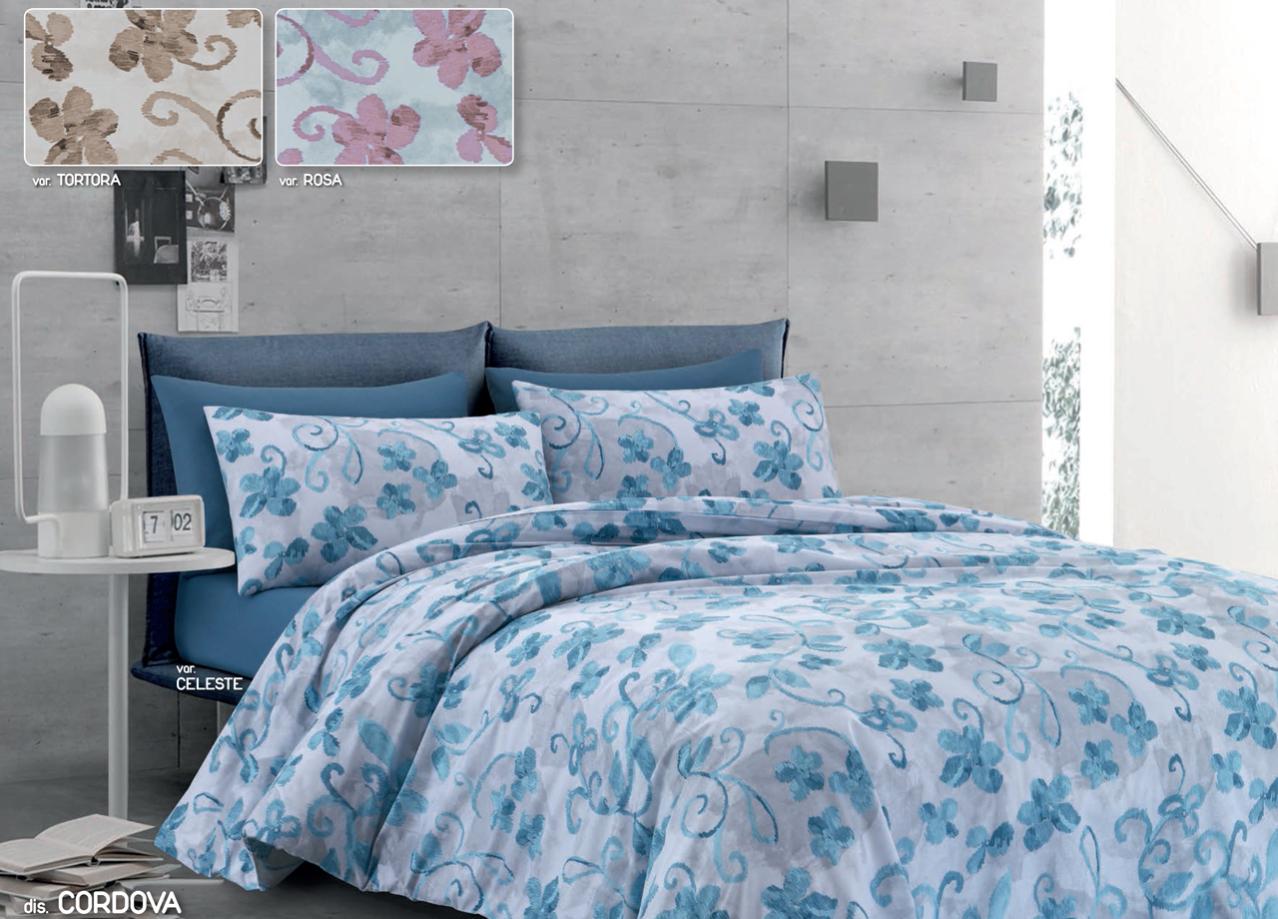 BIANCHERIAWEB Telo Arredo Multiiuso Copritutto in 100% Cotone Disegno Varazze Matrimoniale Azzurro