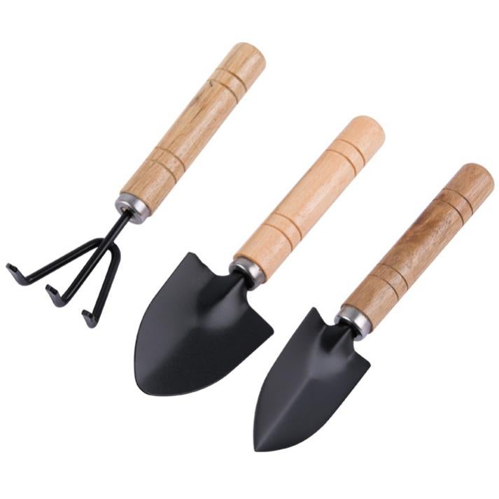 Set De Jardinage 3 Pièces Pour Enfants – Pelle, Râteau, Truelle – Manche En Bois, Tête En Métal – 3 à 13 Ans – Rouge, Bleu, Vert
