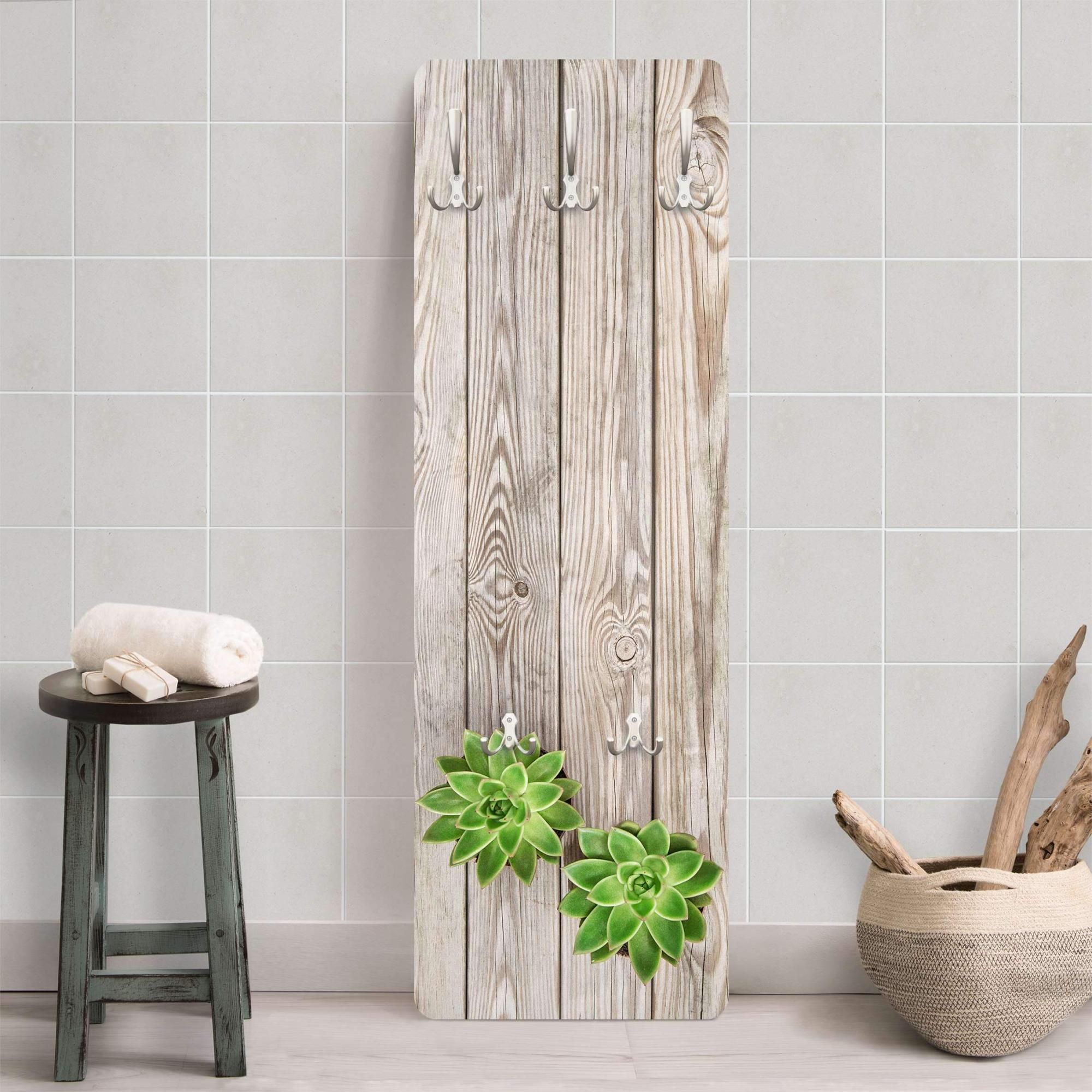 Perchero de pared motivo percha de pared madera perchero recibidor colgador de pared moderno marron madera 995 entrada 119 x 39 cm Leroy Merlin