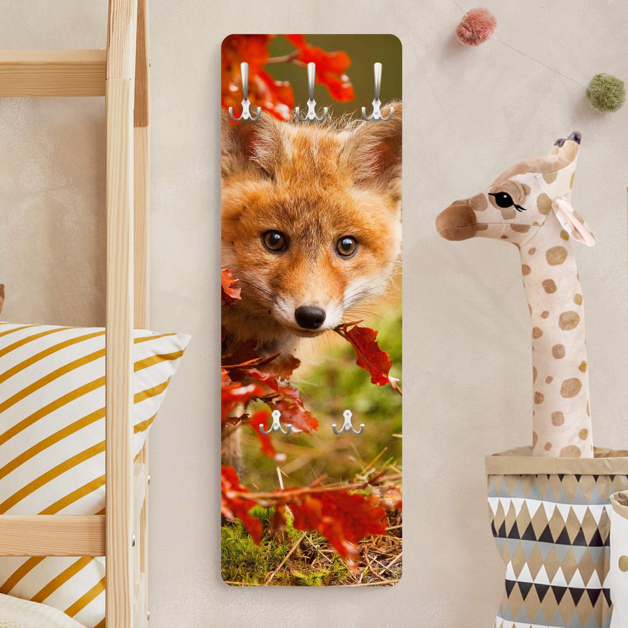 Perchero de pared motivo percha de pared madera perchero recibidor colgador de pared moderno naranja animales 259 entrada 119 x 39 cm Leroy Merlin