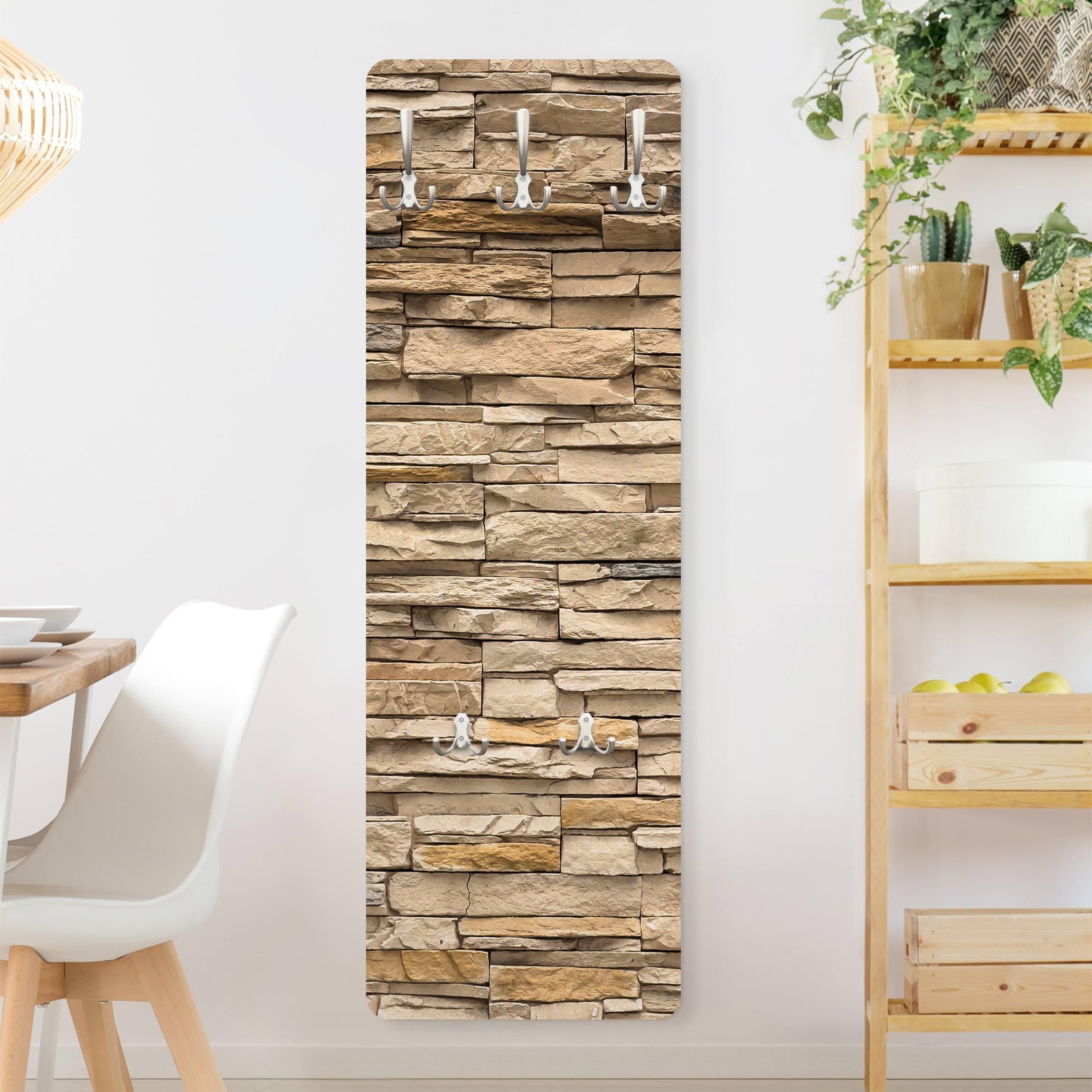 Perchero de pared motivo percha de pared madera perchero recibidor colgador de pared moderno marron piedra 671 entrada 119 x 39 cm Leroy Merlin