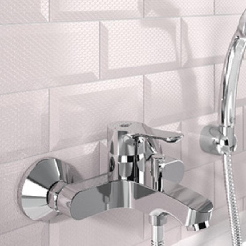 Rubinetto Vasca Con Doccetta A Cascata - Monocomando Cromato, Montaggio A Parete, Ottone Massiccio - Foto 5