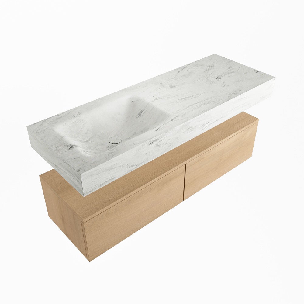 VICA-DLUX 80cm mueble de baño Washed Oak 2 cajones. Lavabo CLOUD Centro 1  orificio color