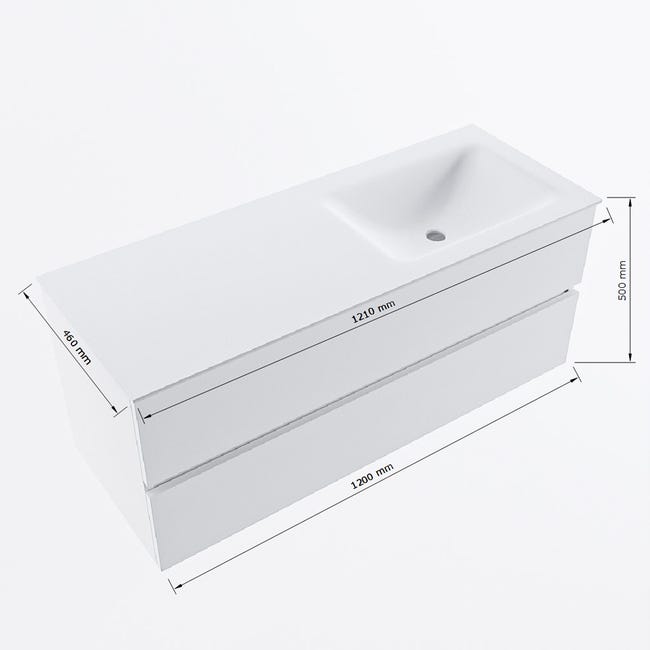 Pack AUNIS 120 cm blanco + doble lavabo + doble espejo cápsula - Mapau