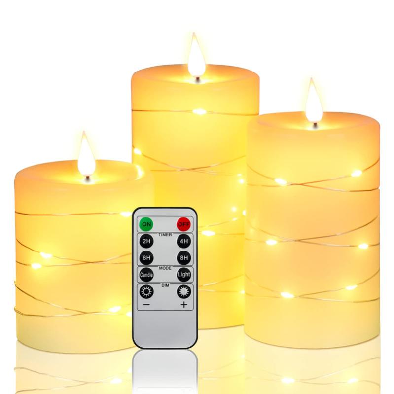 Pack De 3 Bougies LED Sans Flamme Avec Télécommande - Effet Cire Vacillante Réaliste, Lumière Jaune Ambre, Pour Décoration Halloween Ou Ambiance Cosy - 12