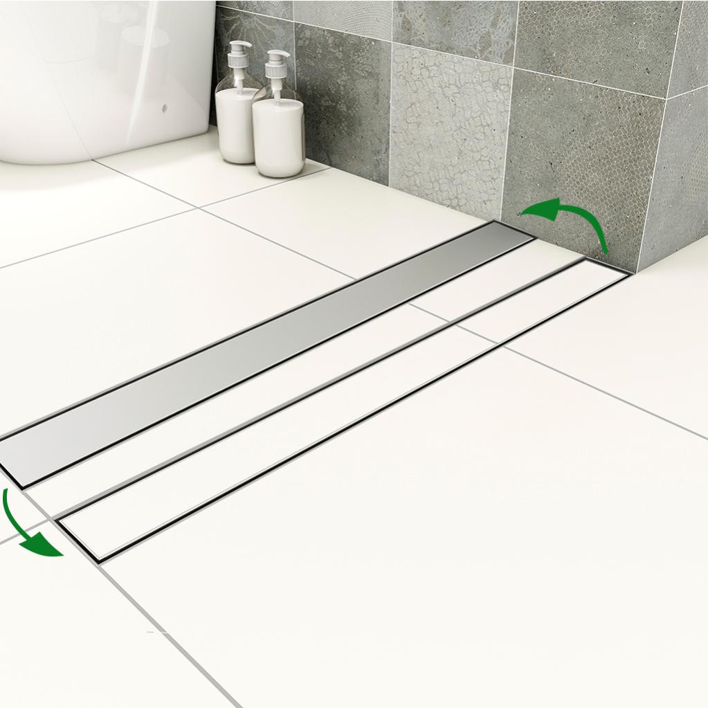 Mendler Canaletta Doccia In Acciaio Inox HWC-D94d - Lunghezza 70 Cm, Per Pavimenti Piastrellati, Altezza Regolabile, Con Sifone E Griglia