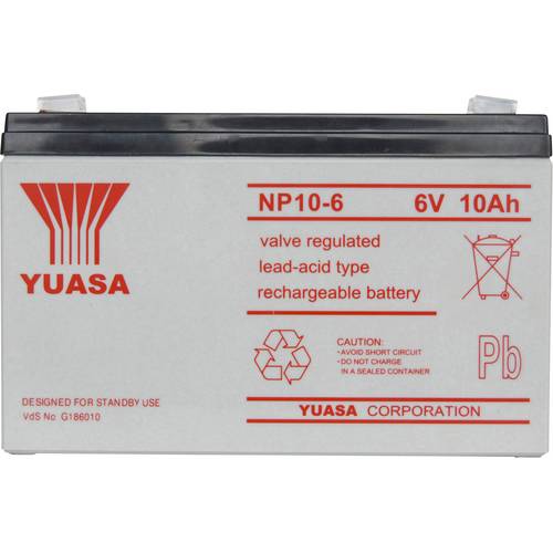 Yuasa NP10-6 NP10/6 Batterie au plomb 6 V 10 Ah plomb (AGM) (l x H x P ...