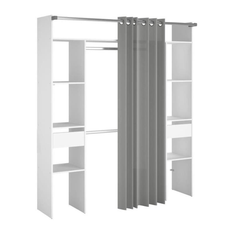 Kit dressing ARTIC EKIPA Décor mélaminé blanc 2 penderies + 2 tiroirs L176 x P48 x H202 cm