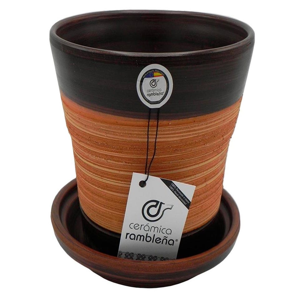 CERÁMICA RAMBLEÑA Set Di 6 Bicchierini In Terracotta, 30 Ml, Con Piatto Incluso, Fatti A Mano In Spagna, Rustic Chic
