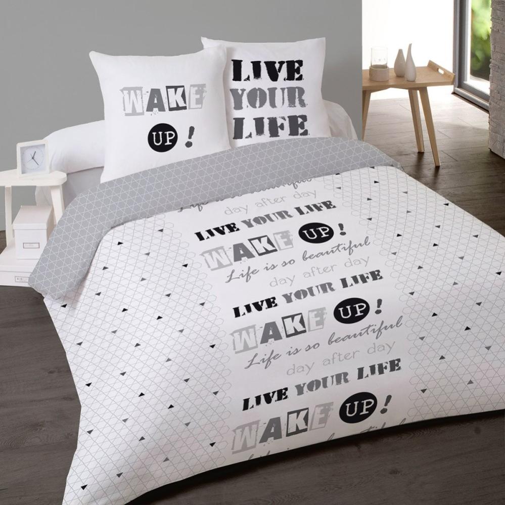 Housse de couette 200x200 Wake up + 2 taies coton 52 fils | Leroy Merlin