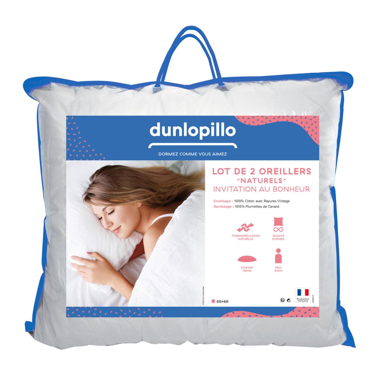 Lot De 2 Oreillers 60x60 Cm - Garnissage Polyester 400g, Enveloppe 100% Polyester - Fabrication Française - 11