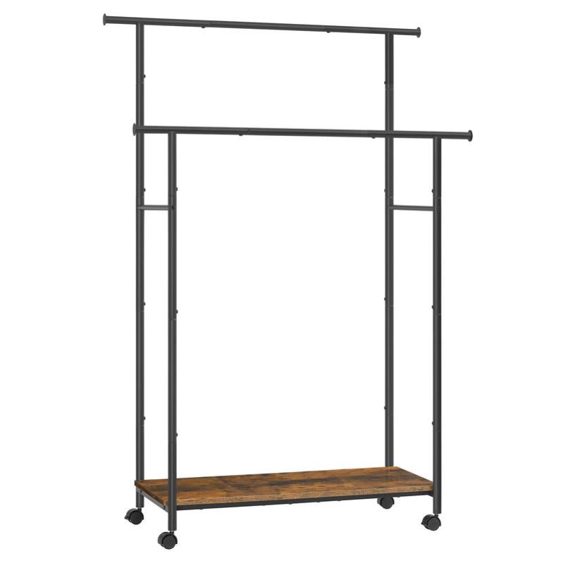 Portant à Vêtements Robuste à 3 étages Avec étagères En Bois Et Roulettes 90 X 28 X 172 Cm Idéal Pour Chambre à Coucher, Buanderie Et Salle