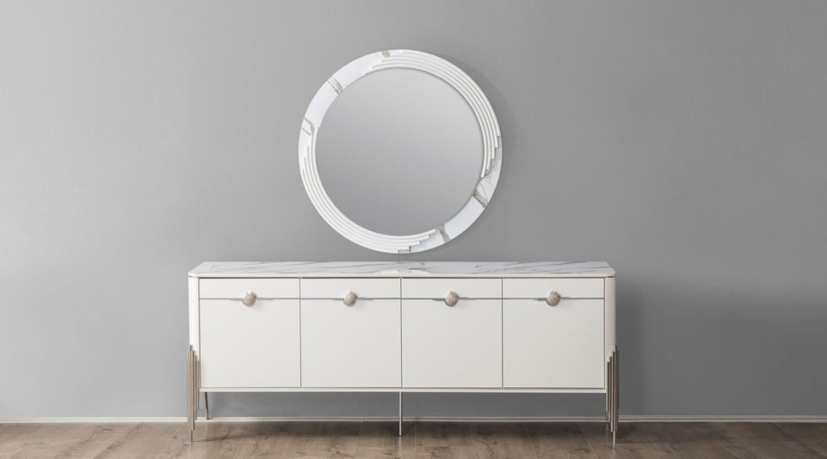 Buffet PARS 4 portes + miroir 210 cm blanc | Leroy Merlin