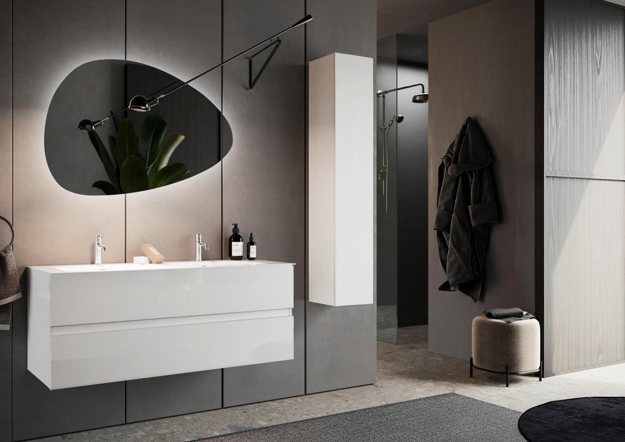 Ensemble salle de bain meuble suspendu colonne double vasque start