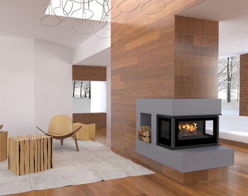 Insert cheminée à bois Holguin avec turbine 12 kW 3 côtés vitrées + 2 bouches recuperateur