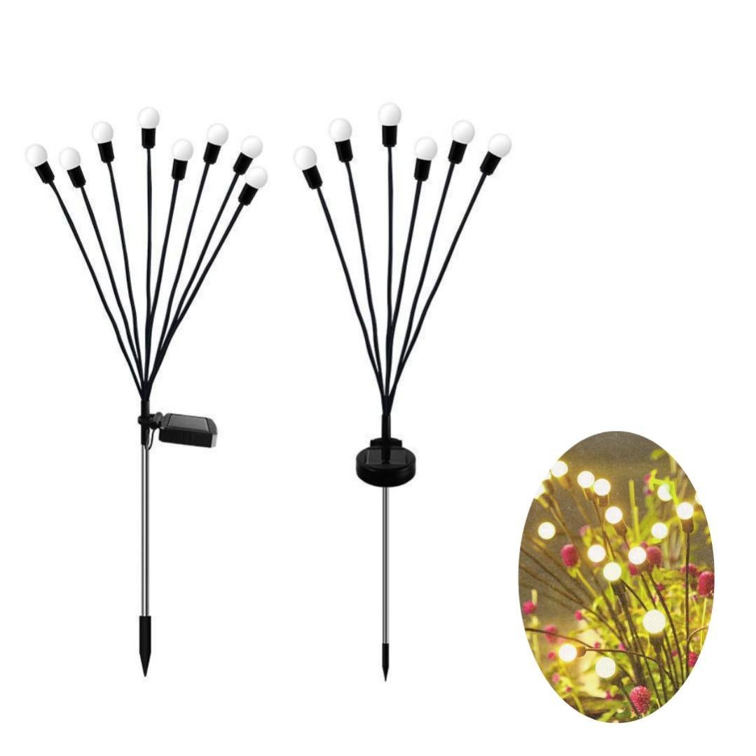 Pack de 2 lampes solaires pour l'extérieur, piquet de jardin avec 8