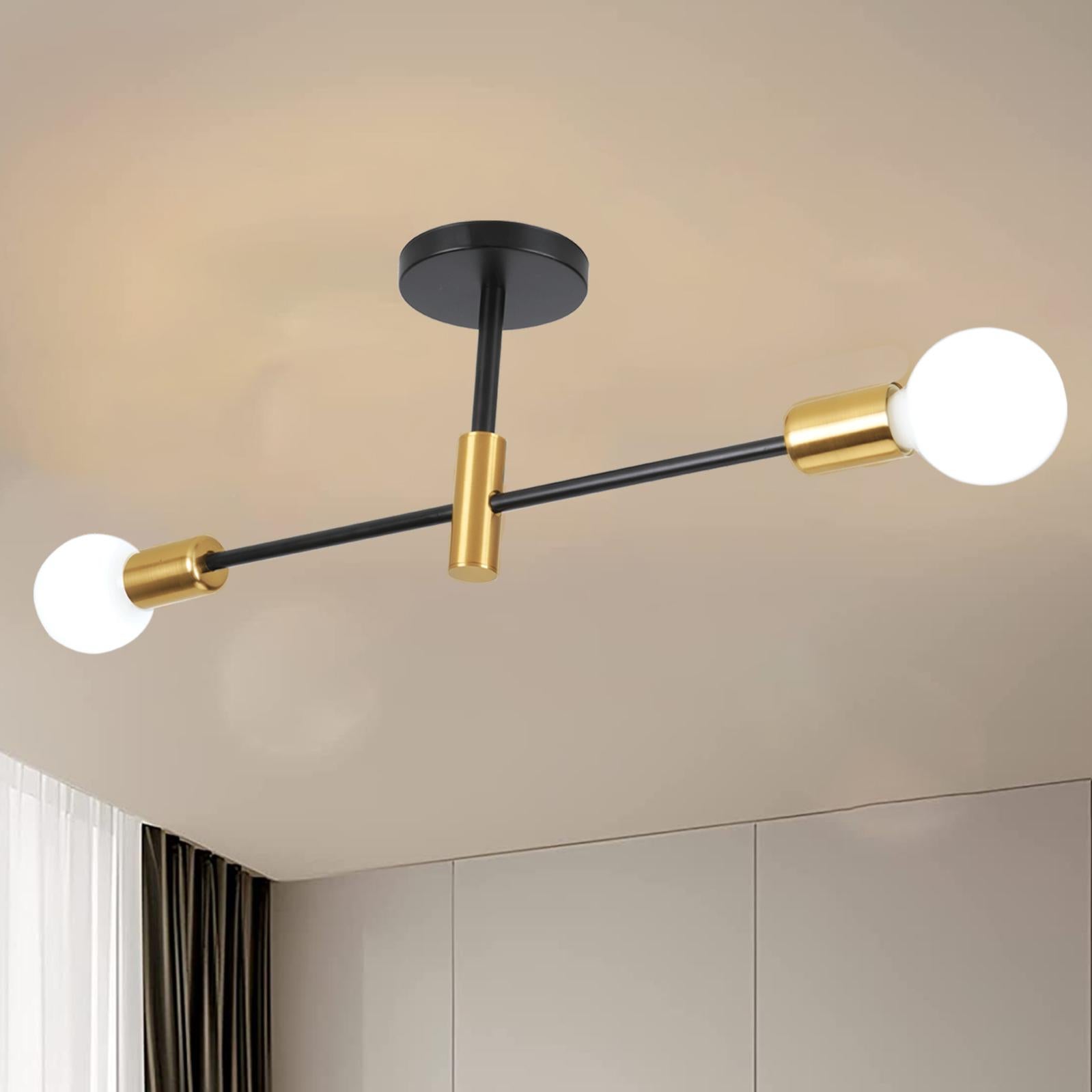 Plafonnier 2 Spots Hofstein – Lustre Moderne Aluminium Noir Mat – Salon Ou Chambre