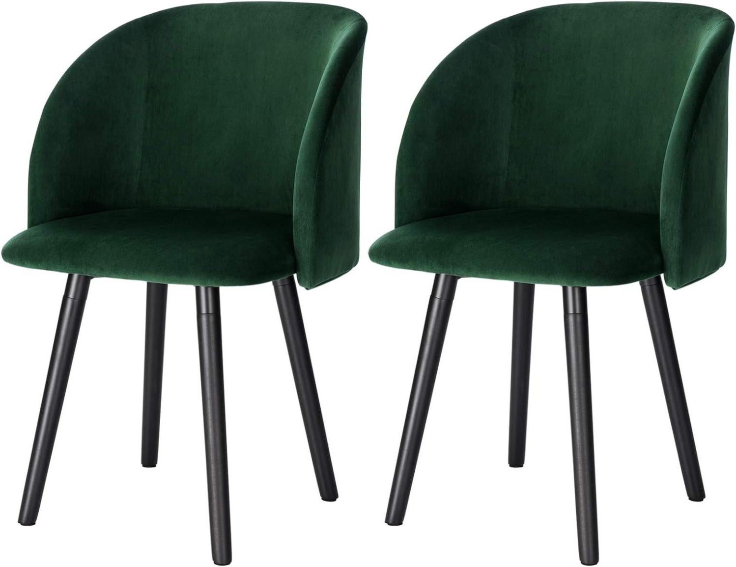 Lot De 6 Chaises De Salle à Manger En Velours Jaune Moutarde - Rembourrées, Pieds Noirs, Charge 120kg