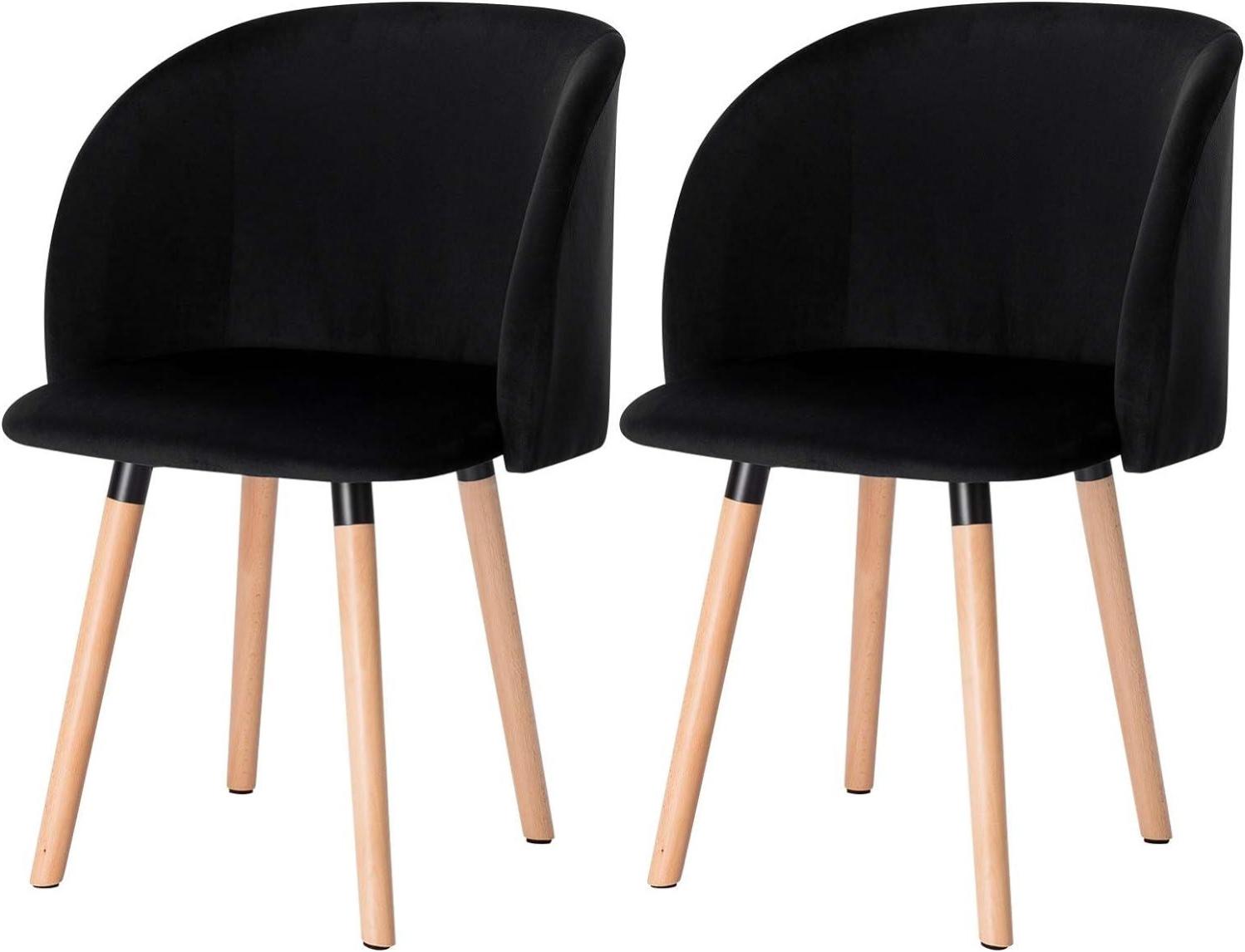 WOLTU Lot De 2 Chaises De Salle à Manger Ergonomique,Chaise De Cuisine En Velours Rembourrée,Pieds En Métal,Noir W0ATT0143-2 - Maison