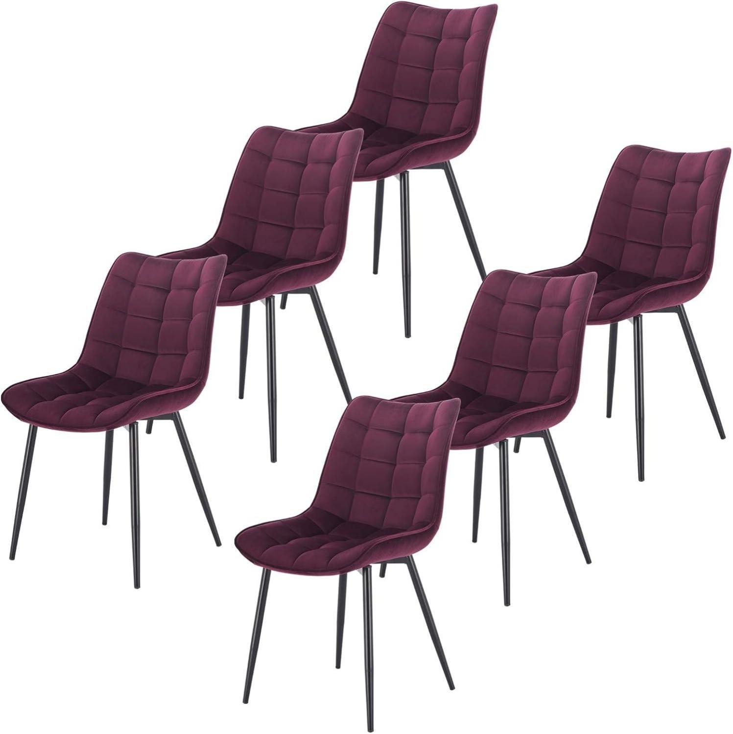 Lot De 6 Chaises Rembourrées Grises - Dossier Tissu Et Pieds Métal - 86cm - Style Scandinave - 150kg Charge