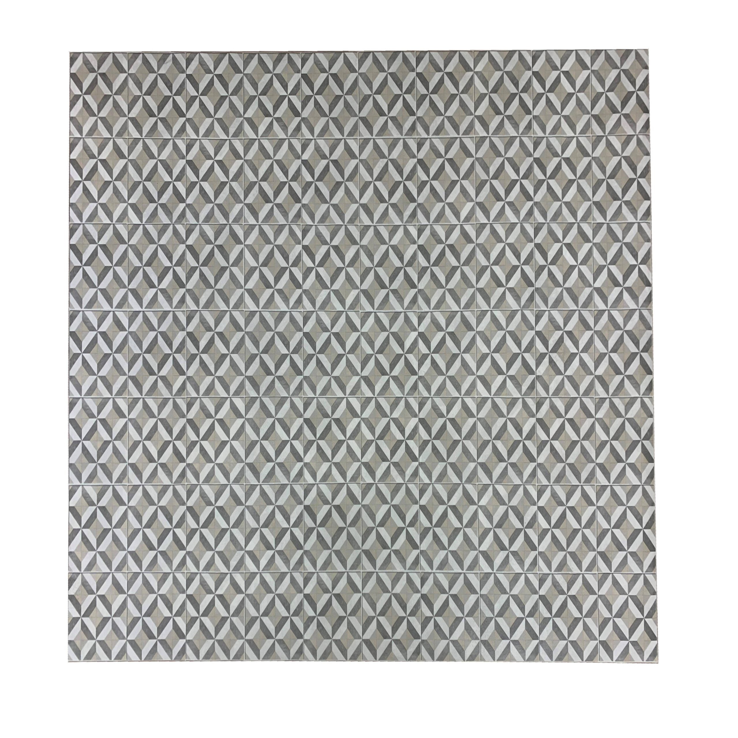 Alfombra vinilo hidráulica, de rombos color beige , gris, blanco roto-alfombras tadi &imperio 1979-200x300 cm