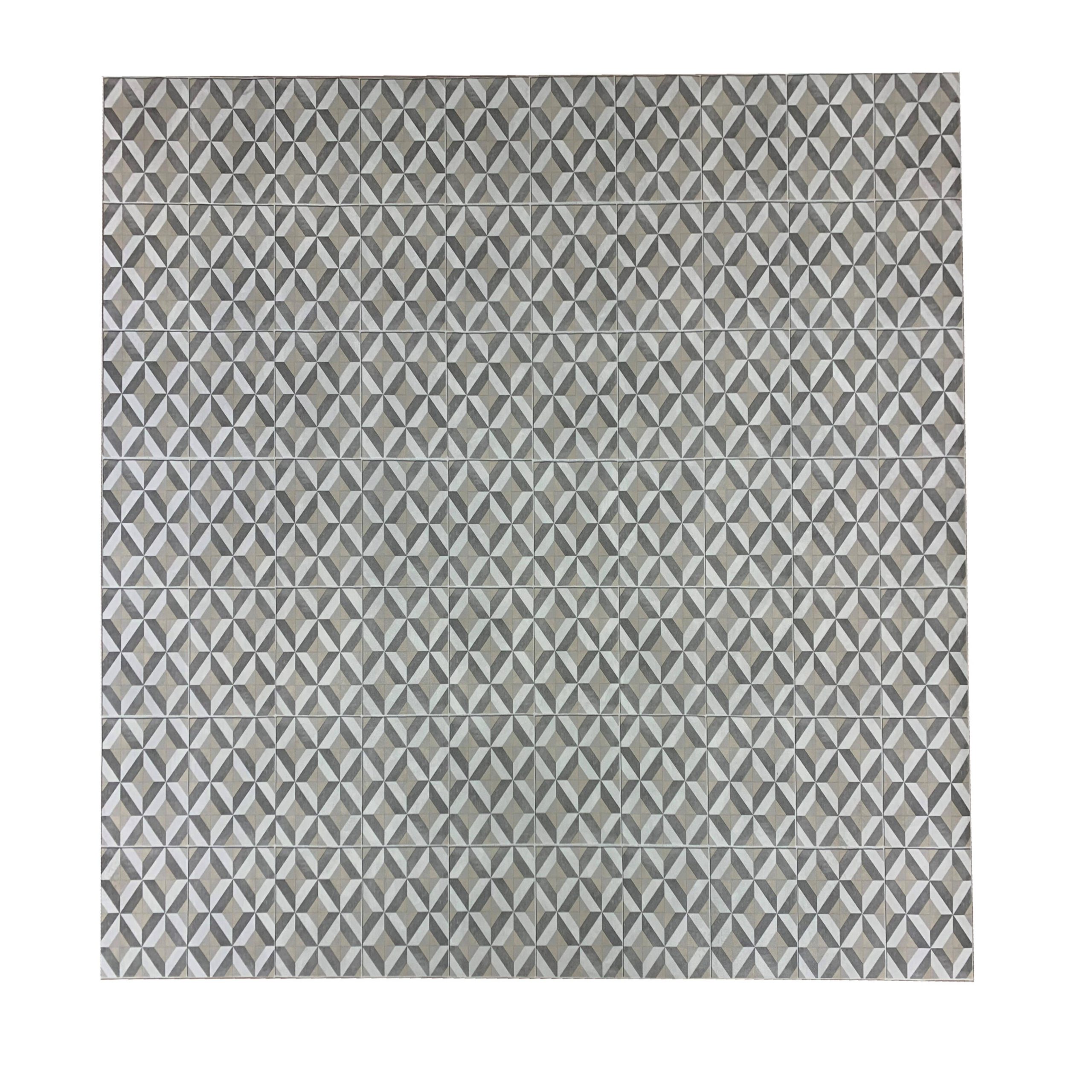 Alfombra vinilo hidráulica, de rombos color beige , gris, blanco roto-alfombras tadi &imperio 1979- 200x240 cm