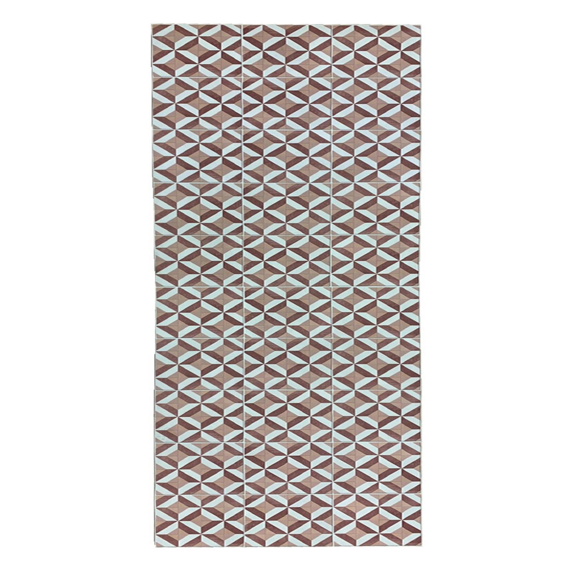 Alfombra vinilo hidráulica, de rombos color salmón, beige , marrón y blanco,, -alfombras tadi &imperio 1979 - 60x240cm