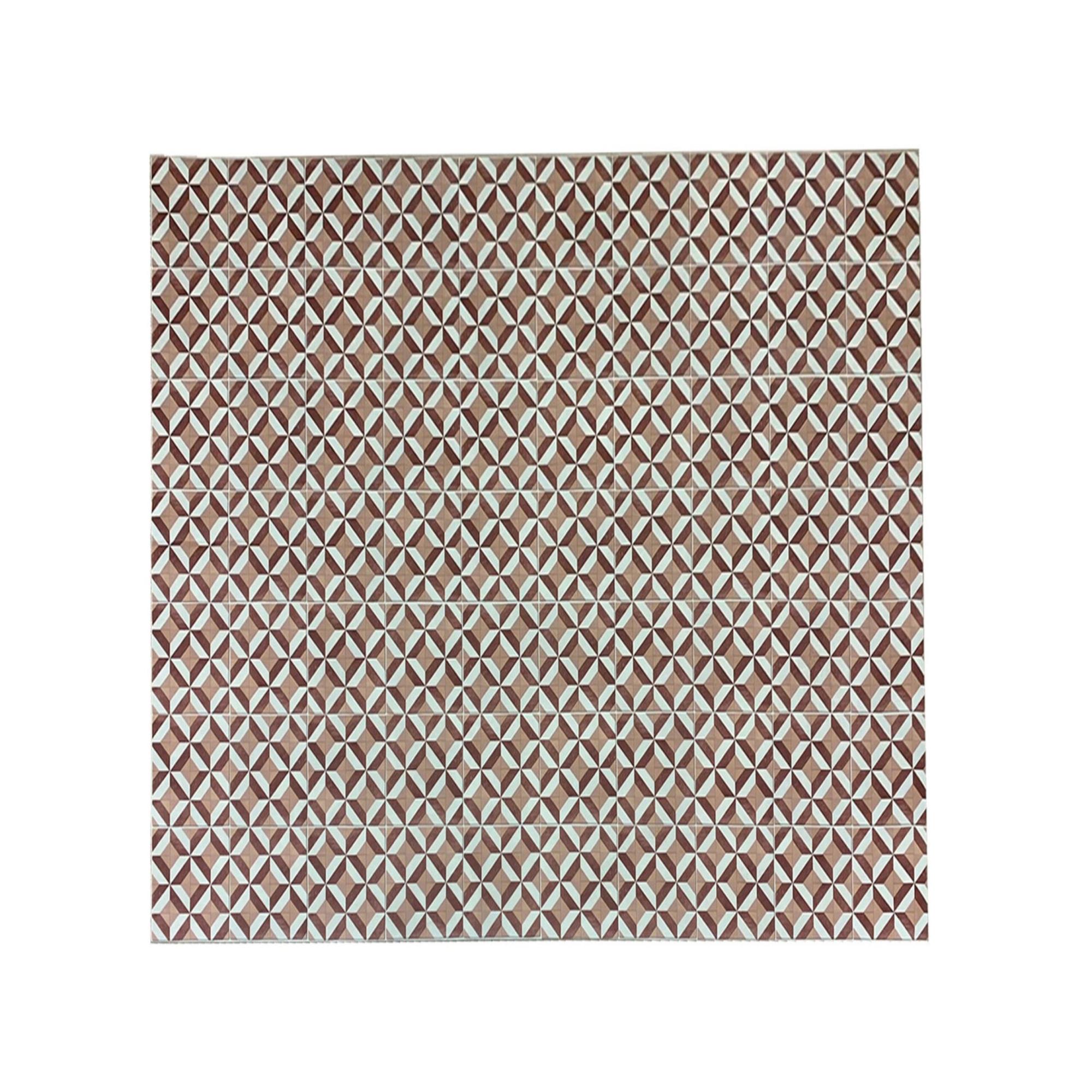 Alfombra vinilo hidráulica, de rombos color salmón, beige , marrón y blanco, , -alfombras tadi &imperio 1979 - 200x240 cm