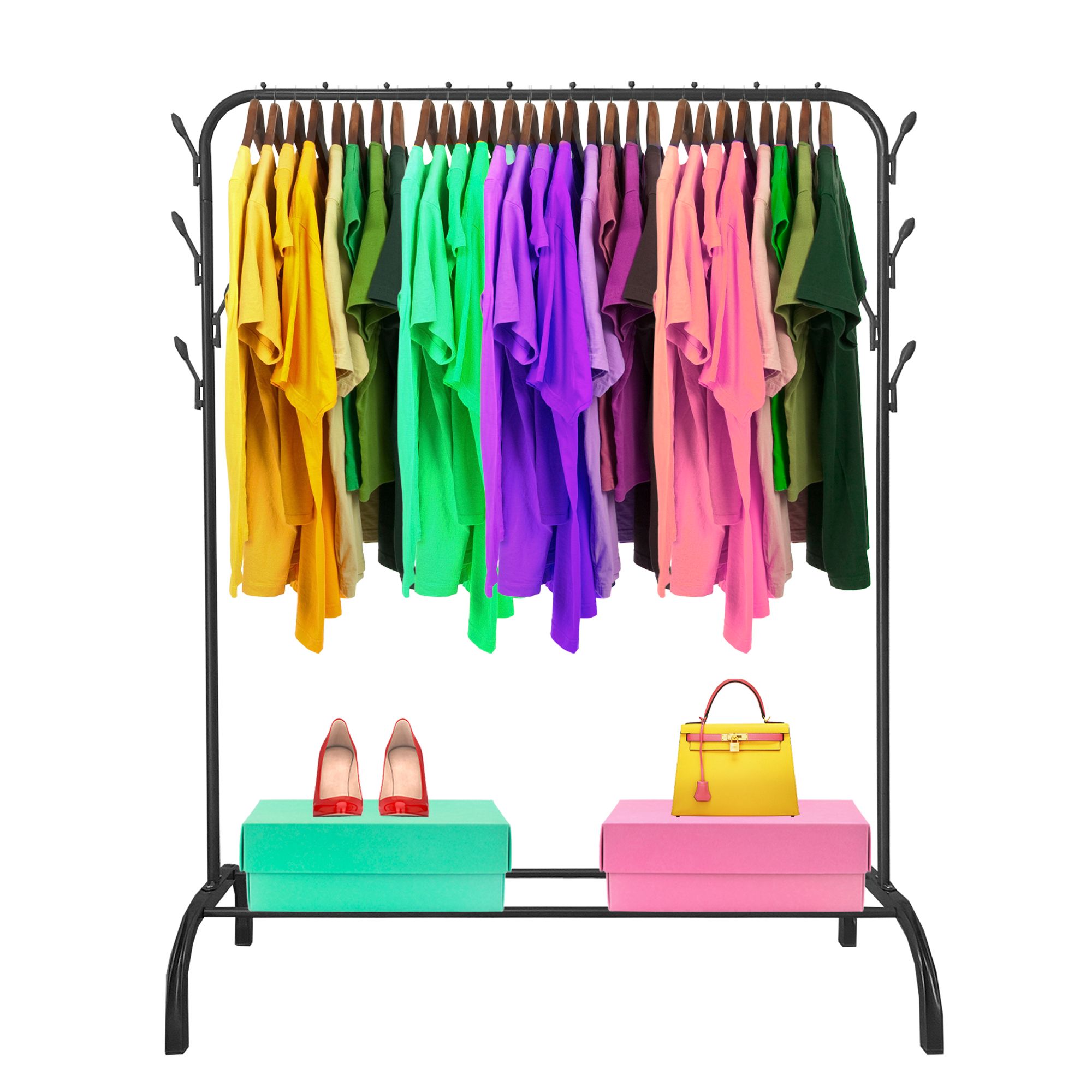 Perchero Burro Premium Rack 1 Stand Nyana Home 148x110x41cm 2 barras para colgar 1 balda inferior Negro. Leroy Merlin