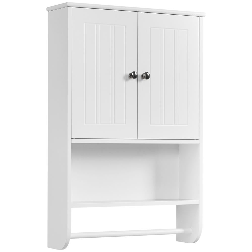 Armoire Murale Salle De Bain Yaheetech 48.5x14x73 Cm - Blanc, Étagères Réglables, Porte-Serviettes