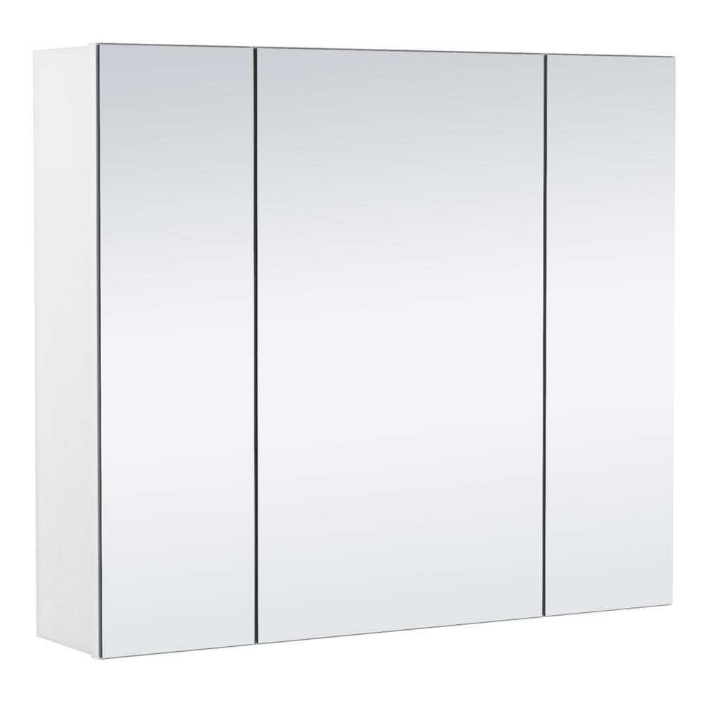 Armoire Murale Salle De Bain Yaheetech - 3 Portes Miroir, 2 Étagères Réglables, Blanc 70.5x15x60.5cm